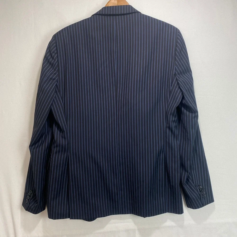 Lanificio Puro Paolo Lastucci Men Navy Blue Pinstripe Wool 2 Piece Suit Italy 52